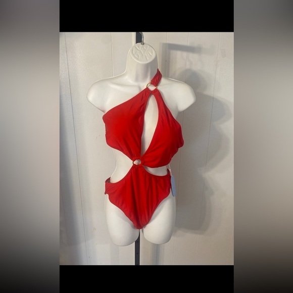 Hilinker Women's O-Ring Cutout Halter Swimsuit High Cut Bathing Suit NWT size M - Picture 3 of 10